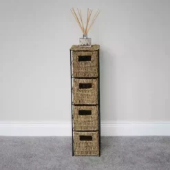 JVL Seagrass 4 Drawer Storage Tower