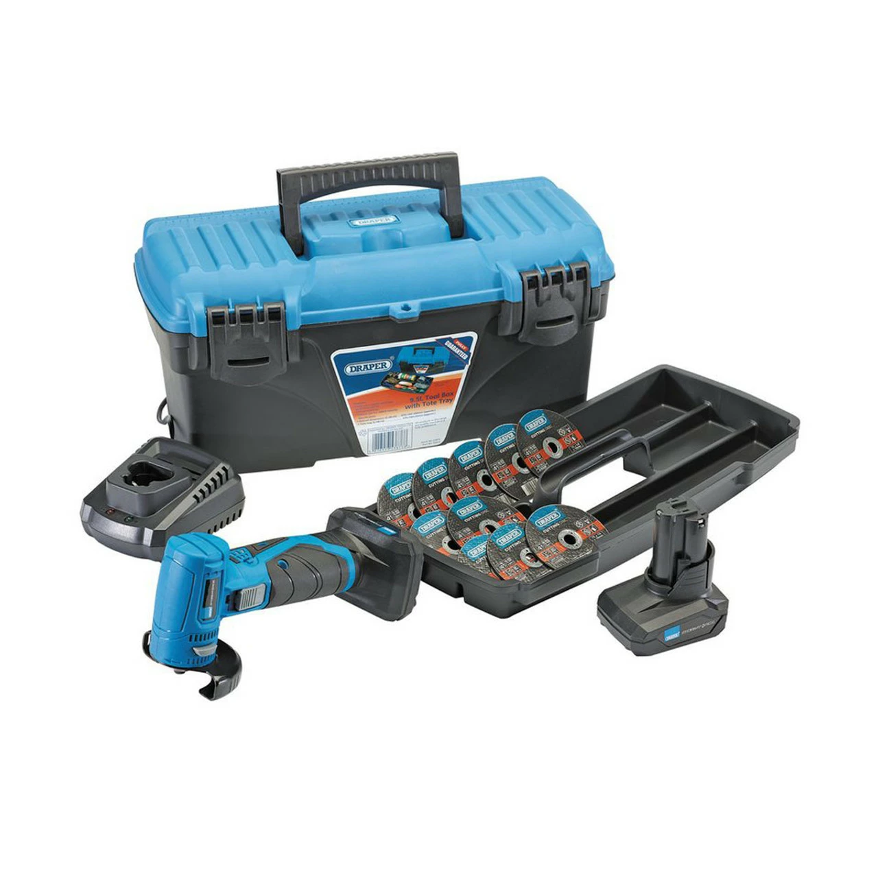 Draper 90376 Storm Force 10.8V 76mm Angle Grinder/Cut-Off Tool Kit With 2x 4.0Ah Batteries 1 Draper 90376 Storm Force 10.8V 76mm Angle Grinder/Cut-Off Tool Kit With 2x 4.0Ah Batteries