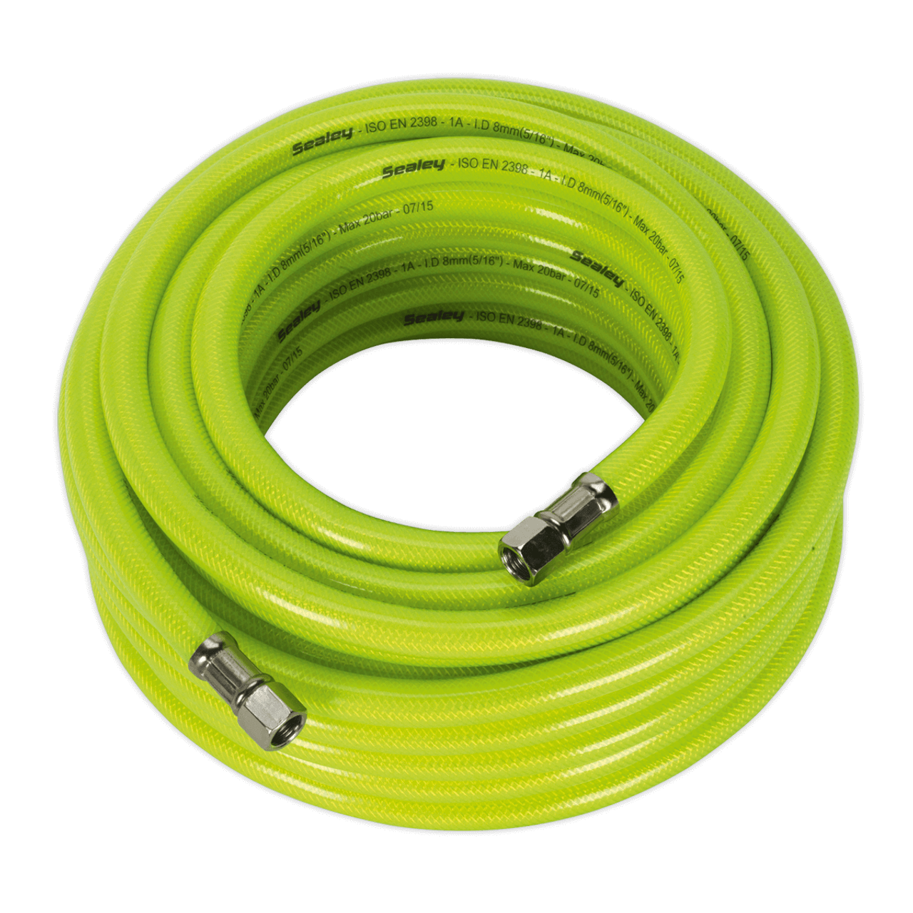 Sealey AHFC15 Air Hose High Visibility 15m X Ø8mm With 1/4"BSP Unions 1 Sealey AHFC15 Air Hose High Visibility 15m X Ø8mm With 1/4"BSP Unions
