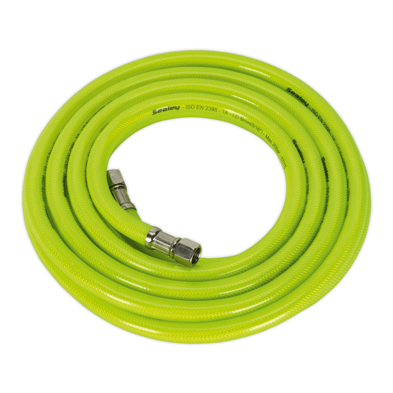 Sealey AHFC5 Air Hose High Visibility 5m X Ø8mm With 1/4"BSP Unions 1 Sealey AHFC5 Air Hose High Visibility 5m X Ø8mm With 1/4"BSP Unions