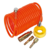 Sealey AHK03 Air Hose Kit 5m X Ø5mm PU Coiled With Connectors