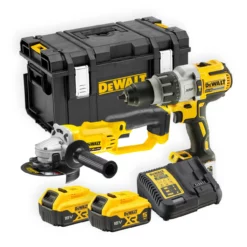 DeWalt DCK278P2 18V XR Combi Drill & Angle Grinder Twin Pack With 2x 5.0Ah Batteries
