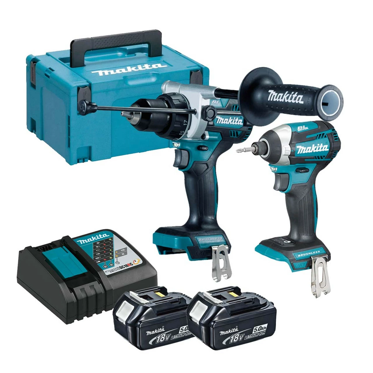 Makita DLX2412TJ LXT 18V Brushless Combi & Impact Twin Kit With 2x 5.0Ah Batteries 1 Makita DLX2412TJ LXT 18V Brushless Combi & Impact Twin Kit With 2x 5.0Ah Batteries