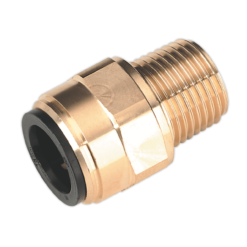 Sealey CAS15BSA Straight Adaptor 15mm X 1/2"BSPT Brass (John Guest Speedfit® - MM011504N)