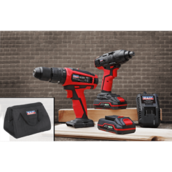 Sealey CP20VDDCOMBO 20V Cordless 13mm Hammer Drill/1/2"Sq Drive Impact Wrench Combo Kit