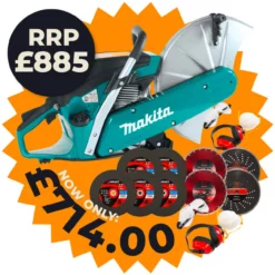 Makita EK6100 305mm 2-Stroke Petrol Disc Cutter With 4x Diamond Blades, 5x Metal Cutting Disc & 2x Safety Kits