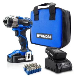 Hyundai HY2177 20V Max 180Nm Cordless Impact Driver With A 32-Piece Drill Bit Accessory Set & 1x 2.0Ah Battery