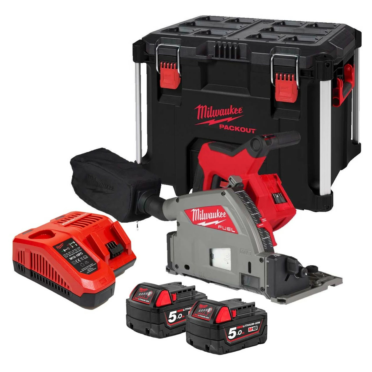 Milwaukee M18 FPS55-502X 18V FUEL™ 55mm Brushless Plunge Saw With 2x 5.0Ah Batteries 1 Milwaukee M18 FPS55-502X 18V FUEL™ 55mm Brushless Plunge Saw With 2x 5.0Ah Batteries