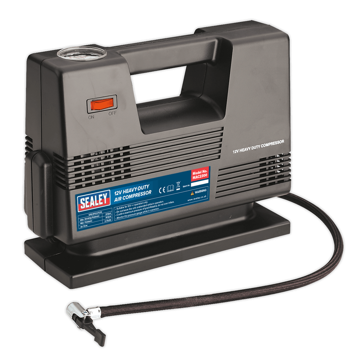 Sealey MAC2300 Tyre Inflator/Air Compressor 12V Heavy-Duty 1 Sealey MAC2300 Tyre Inflator/Air Compressor 12V Heavy-Duty