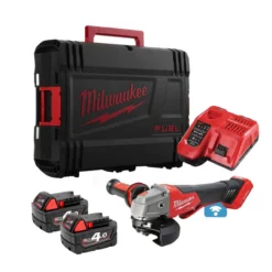 Milwaukee M18 ONEFSAG115XPDB-402X 18V Cordless One-Key 115mm Angle Grinder With 2x 4.0Ah Batteries