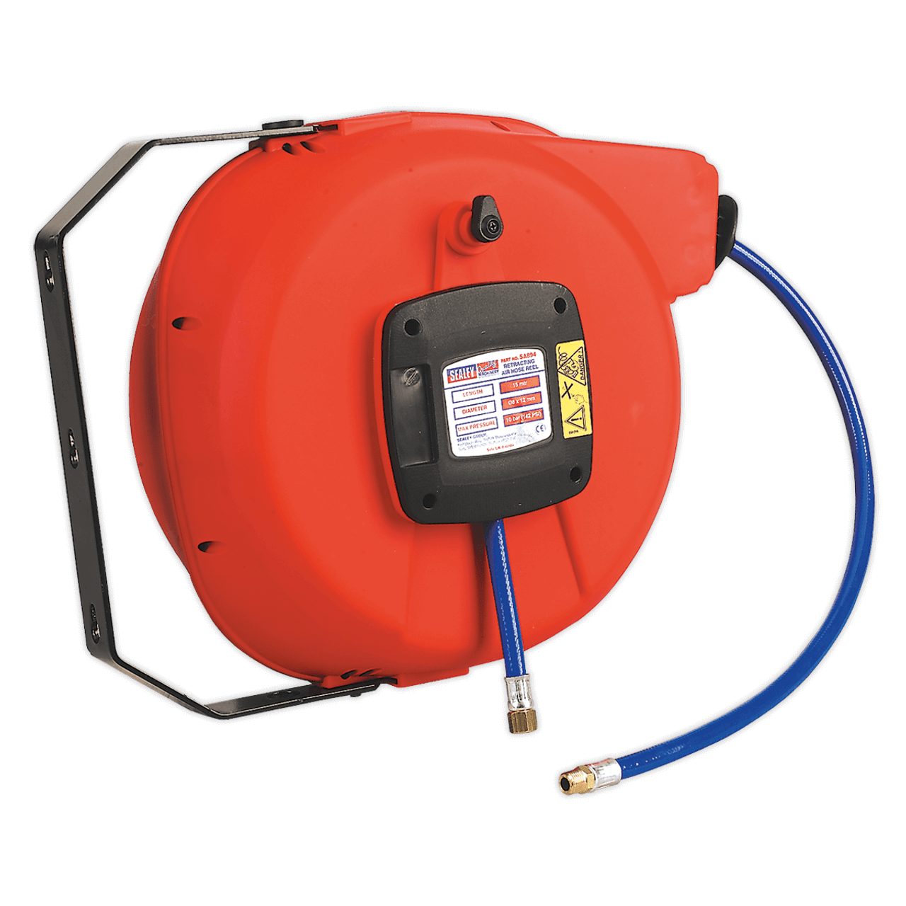 Sealey SA894 Retractable Air Hose Reel HD Mechanism 15m Ø8mm ID - PU Hose 1 Sealey SA894 Retractable Air Hose Reel HD Mechanism 15m Ø8mm ID - PU Hose