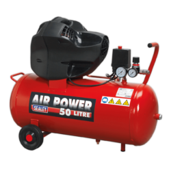 Sealey SAC05030F Compressor 50L V-Twin Belt Drive 3hp Oil Free