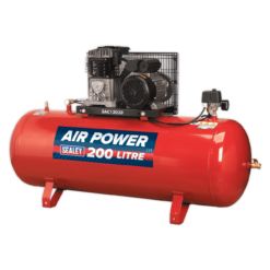 Sealey SAC1203B Compressor 200L Belt Drive 3hp With Cast Cylinders