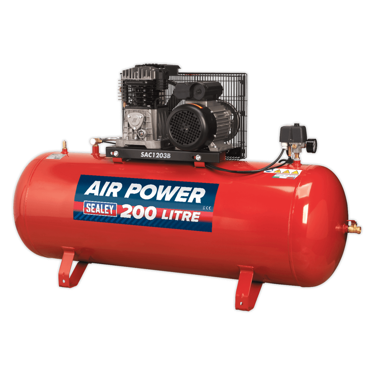 Sealey SAC1203B Compressor 200L Belt Drive 3hp With Cast Cylinders 1 Sealey SAC1203B Compressor 200L Belt Drive 3hp With Cast Cylinders