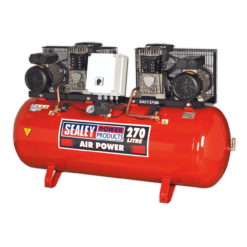 Sealey SAC1276B Compressor 270L Belt Drive 2 X 3hp With Cast Cylinders