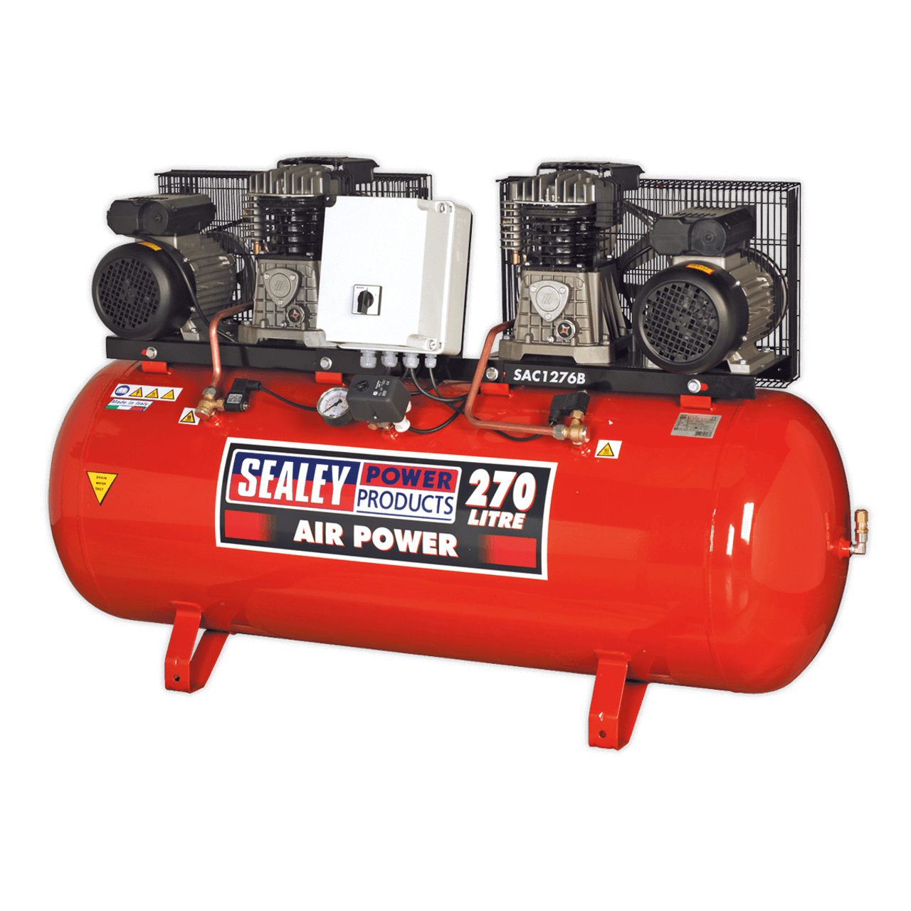 Sealey SAC1276B Compressor 270L Belt Drive 2 X 3hp With Cast Cylinders 1 Sealey SAC1276B Compressor 270L Belt Drive 2 X 3hp With Cast Cylinders