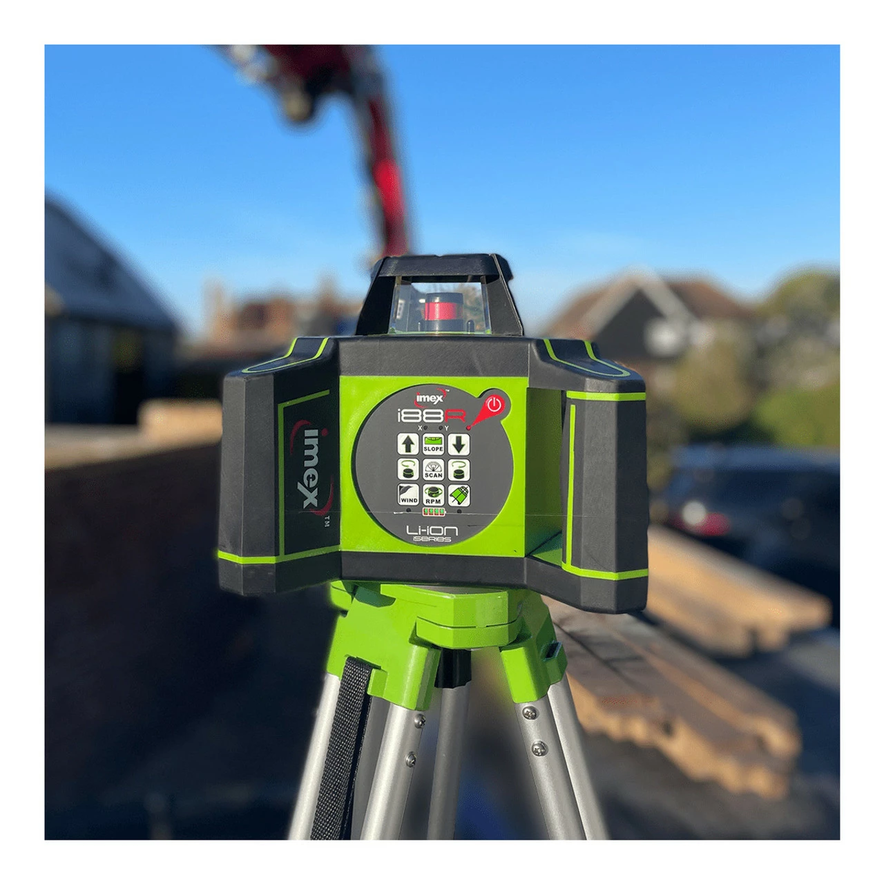 Imex I88R Rotating Red Laser Level Kit With 2x 9.0Ah Batteries, LRX10 Receiver, Staff & Tripod 4 Imex I88R Rotating Red Laser Level Kit With 2x 9.0Ah Batteries, LRX10 Receiver, Staff & Tripod - Image 4